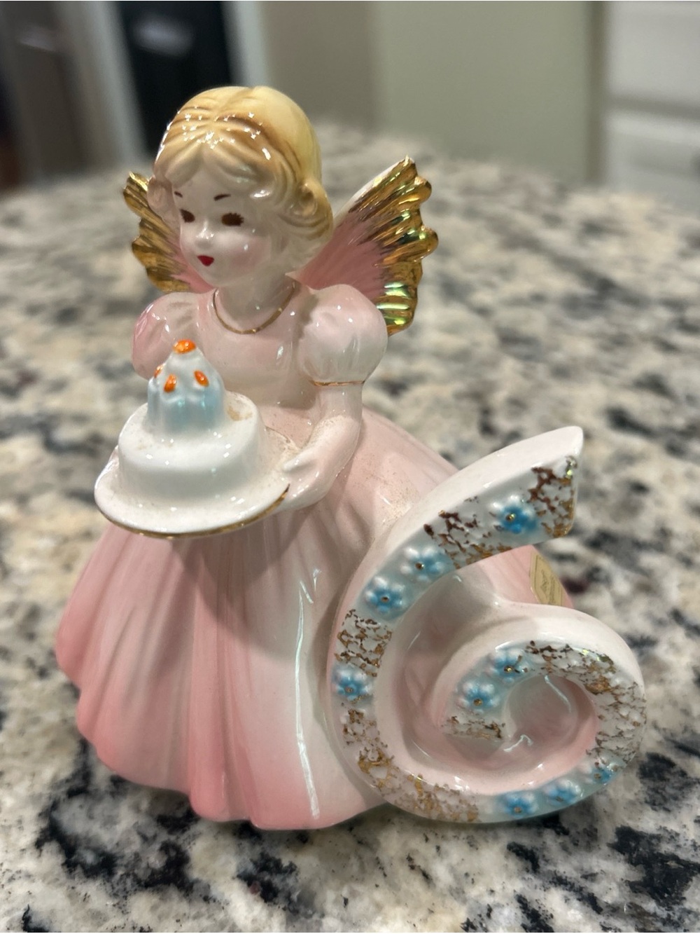 Josef Original 6 Year Old Birthday Angel Girl Figurine Cake Topper/ Shelf Sitter